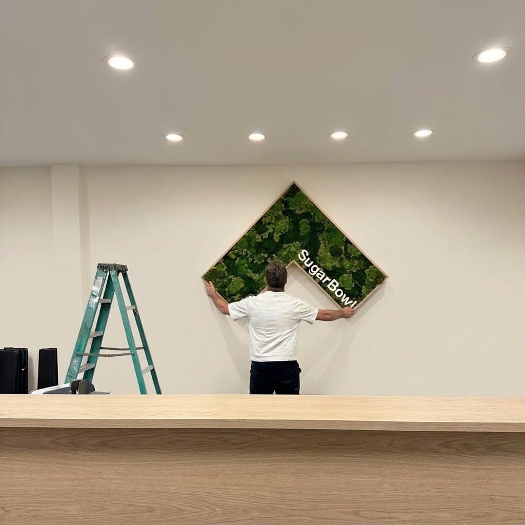Commissioned Moss Wall for Sugar Bowl ticket office