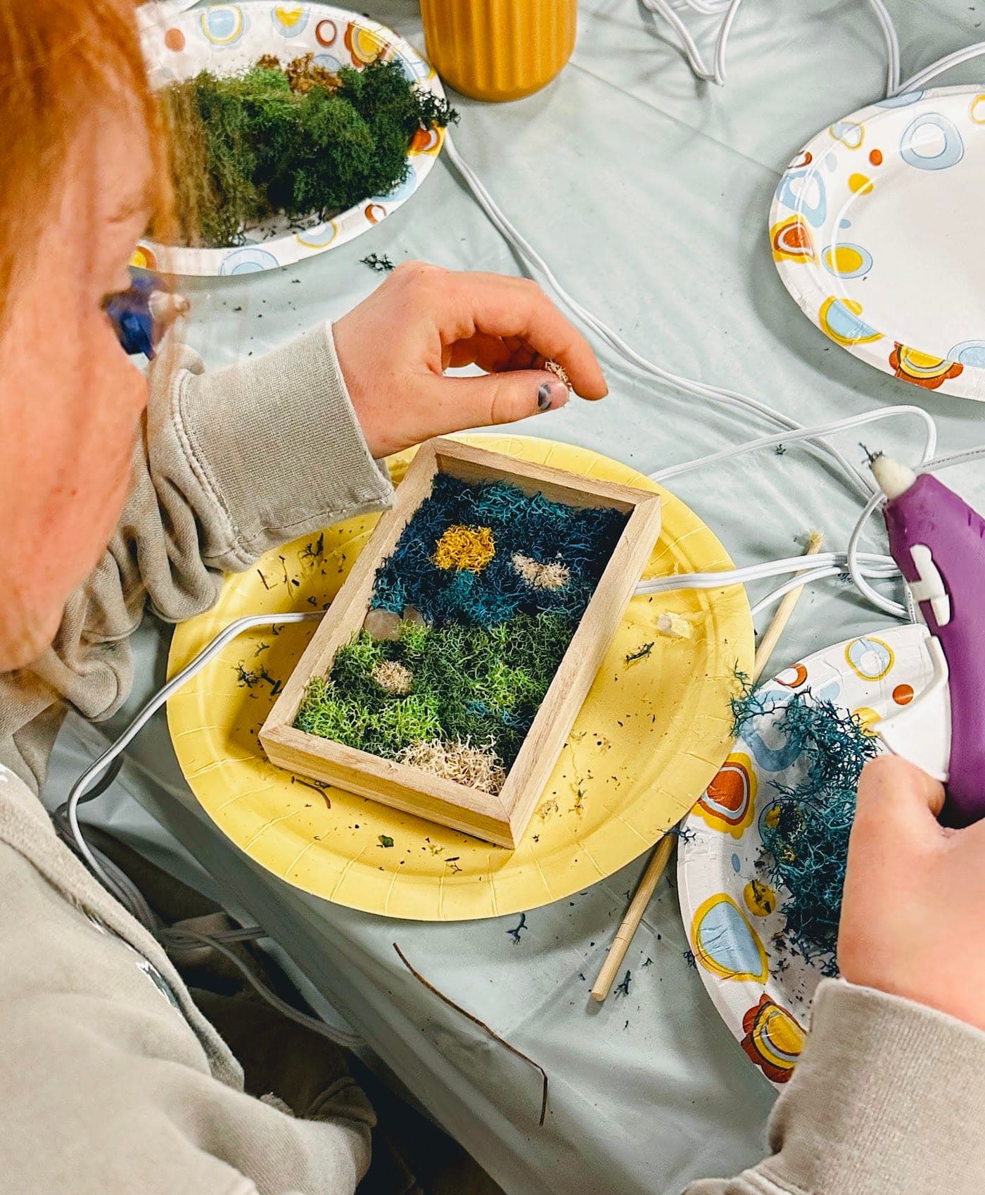 Birthday party moss workshop